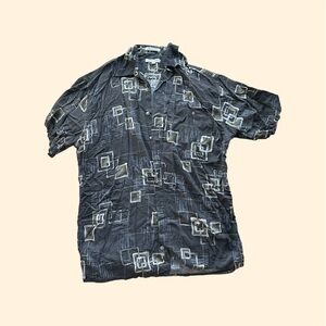 Pierre Cardin Black and Gray Geometric Casual Shirt